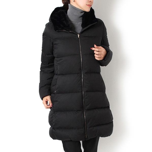 HERNO（ヘルノ） 25AWモデル レディース フェイクファー ダウンコート【ブラック】 PI001948D 12414Z 9300 ...