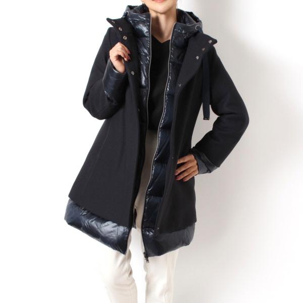 HERNO 24AWモデル ヘルノ レディース ウール切替 ダウンコート
