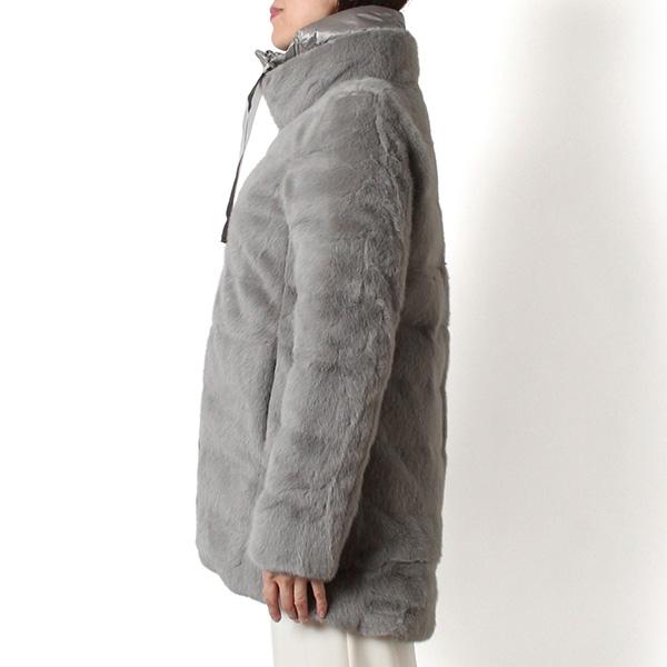 ヘルノ ウールダウンコート コヨーテファー 2way サイズ42 グレー HERNO（ヘルノ） 25AWモデル レディース ショートヘアファー ダウン