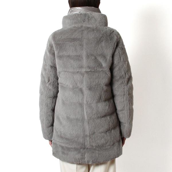 ヘルノ ウールダウンコート コヨーテファー 2way サイズ42 グレー セール】HERNO DIAGONAL WOOL ＆ NUAGE PARKA ヘルノ ウール切替ダウン