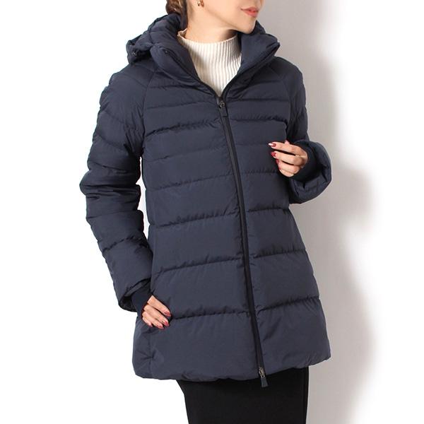 美品ヘルノ ダウンコート レディース ライトトープ ダウンジャケット 46 HERNO - ヘルノ HERNO ダウン レディース サテンAシェイプ