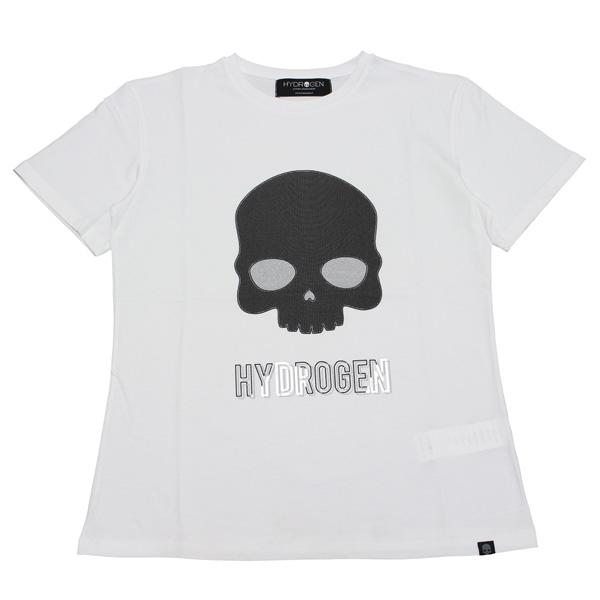 ハイドロゲン HYDROGEN  メンズ 刺しゅうデザインプリントスカル Tシャツ【WHITE】 MT0002  001 WHITE/【2024SS】m-tops｜drawers｜07