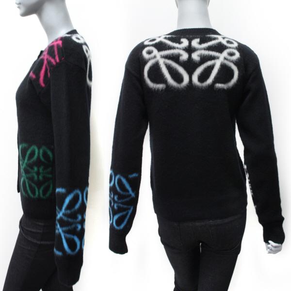 近年モデル LOEWE ロエベ カーディガン アナグラム レザーポケット 黒 ロエベ カーディガン ボレロ アナグラム ライトウェイト