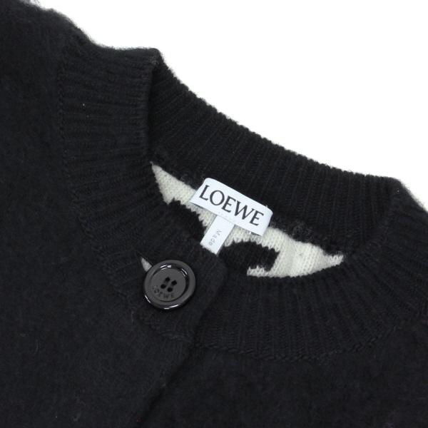 近年モデル LOEWE ロエベ カーディガン アナグラム レザーポケット 黒 ロエベ カーディガン ボレロ アナグラム ライトウェイト