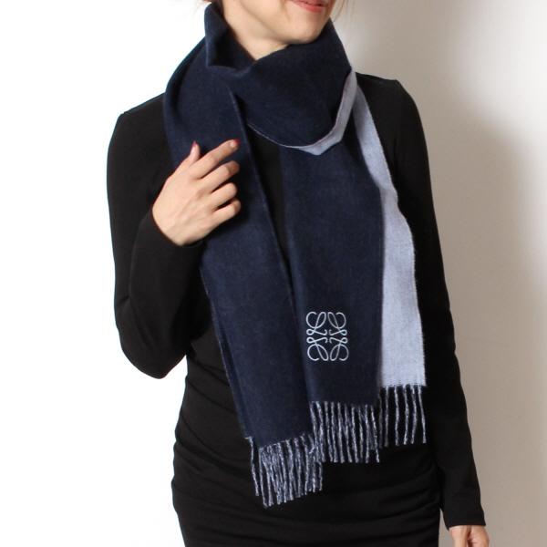 ロエベ LOEWE ANAGRAM SCARF ウール+カシミヤ バイカラー スカーフ