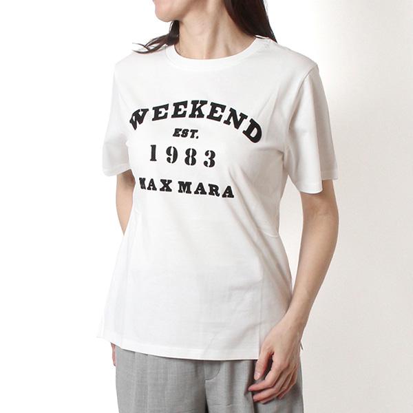 マックスマーラ S’MaxMara ホワイト ロゴ入りTシャツ　Ｍ Max Mara（マックスマーラ） 26SSモデル レディース ウィークエンド