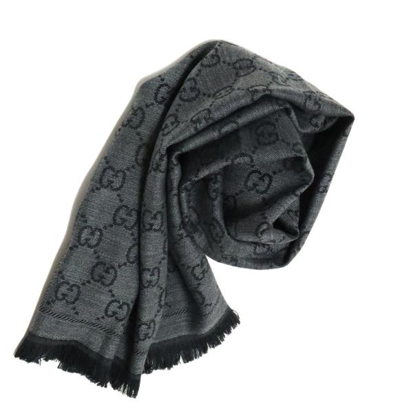 GUCCI（グッチ） GGパターン ウールマフラー スカーフ【GRAY】 133483