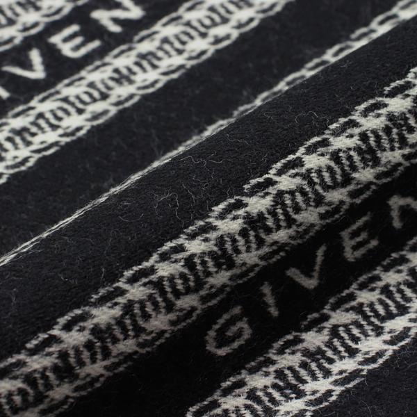GIVENCHY（ジバンシィ） シルク混 ロゴマフラー スカーフ【BLACK×WHITE