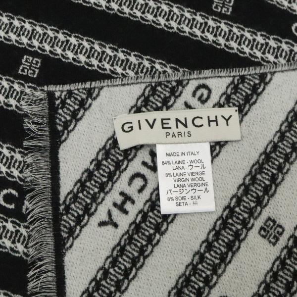 GIVENCHY（ジバンシィ） シルク混 ロゴマフラー スカーフ【BLACK×WHITE