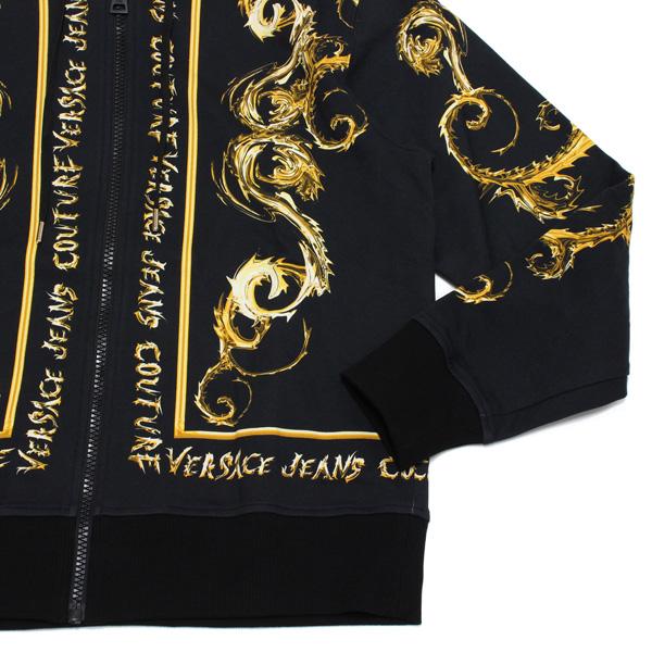 VERSACE ブラック ジップアップ カーディガン Sサイズ VERSACE JEANS COUTURE ヴェルサーチ レギュラーフィット ジップ