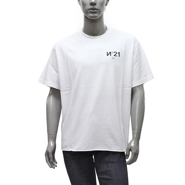 ヌメロ ヴェントゥーノ N°21 メンズ ロゴプリント Tシャツ【ホワイト