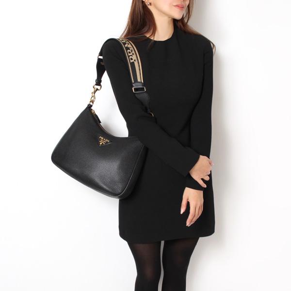 美品☆プラダ☆PRADA☆ギャランティ付☆ワンショルダーバッグ PRADA（プラダ） ロゴ入りベルト ワンショルダーバッグ【NERO】 1BC178