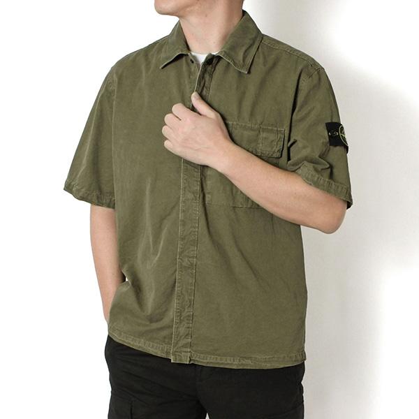 26SSモデル ストーンアイランド STONE ISLAND バッジワッペン付き スナップボタン 半袖シャツ【V015G MILITARY】 L1S151200031 S00WN V015G/【2026SS】m-topsの画像