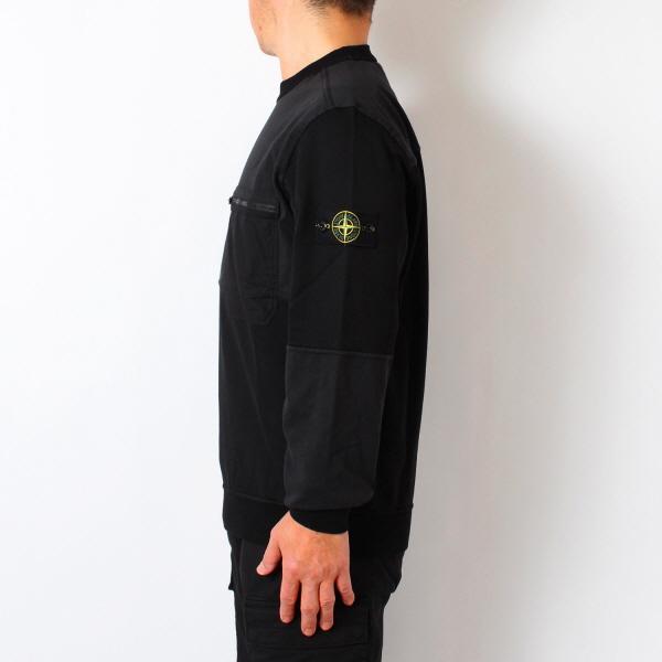 【希少】 ストーンアイランド トレーナー ワッペン コットン ブラック S STONE ISLAND（ストーン アイランド） 25SSモデル バッジワッペン