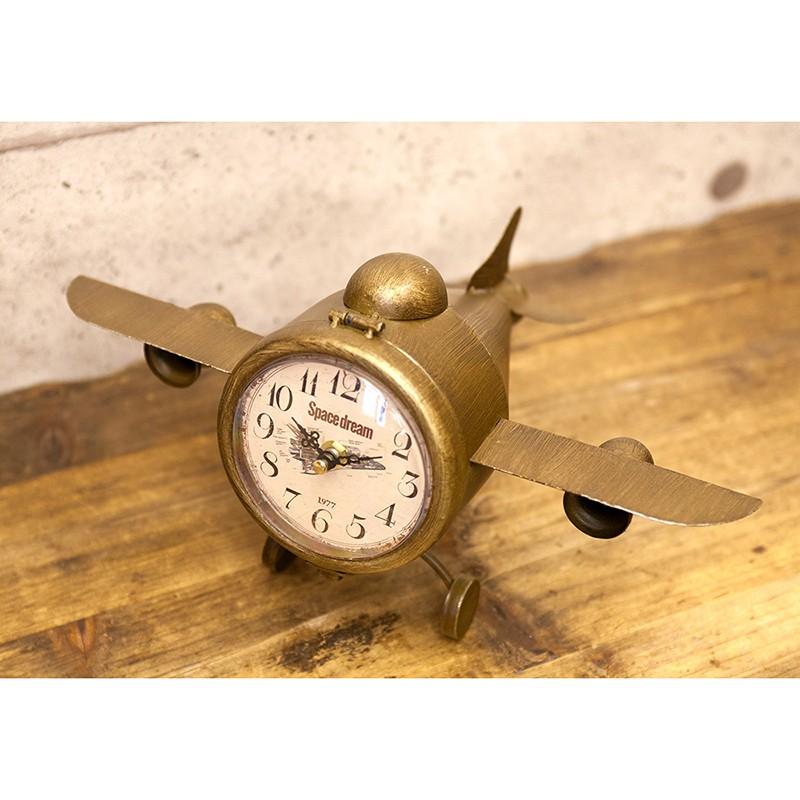 レトロクロック エアープレイン（置き時計） 「飛行機」 ブロンズ