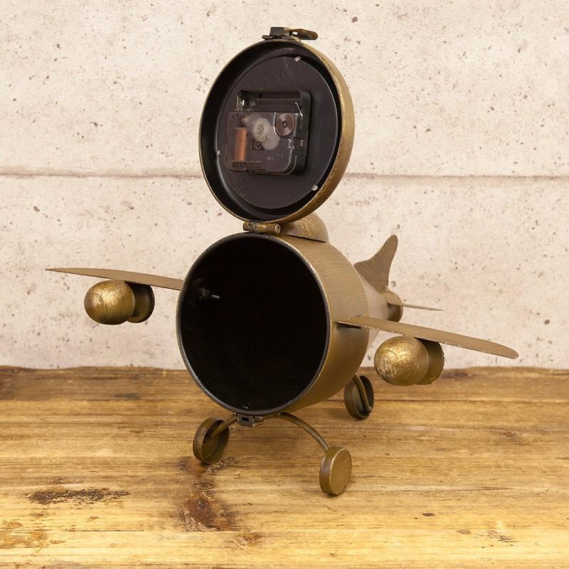 レトロクロック エアープレイン（置き時計） 「飛行機」 ブロンズ