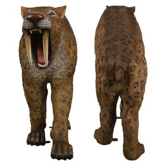 獰猛なサーベルタイガー 等身大フィギュア 恐竜 ※この商品は別途送料