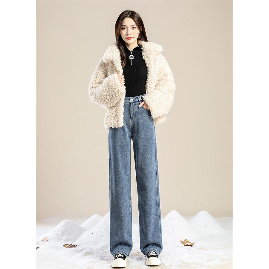 デニムパンツ レディース ワイドパンツ 裏起毛 裏ボア ジーンズ デニムパンツ レディース ワイドパンツ 裏起毛 裏ボア ジーンズ
