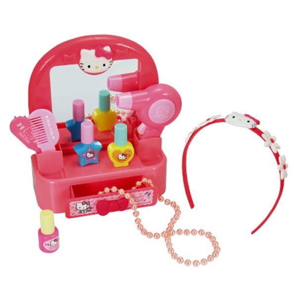 子供用キティちゃんピンクドレッサー ミラー付きイス付き小物セット キティちゃん ハローキティ おもちゃ プチドレッサー コスメ おしゃれ