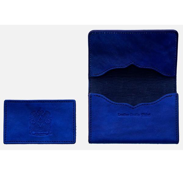 福山レザー 藍染マチ付き名刺入れ テテ 中仕切り付き カードケース