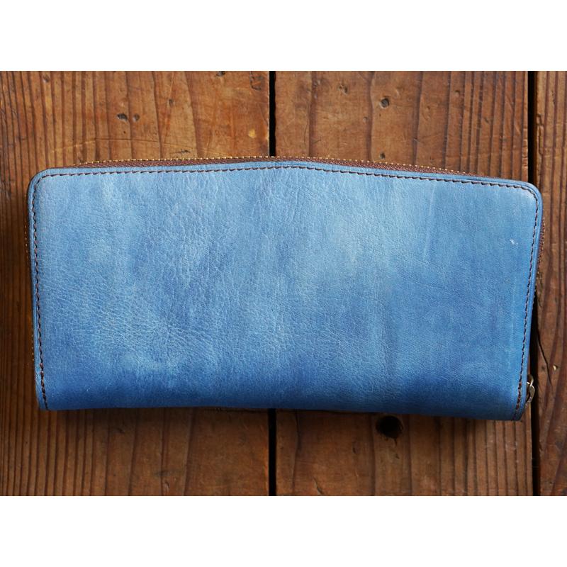 福山レザー 100万円入る王者の財布 ロワ 藍染 ラウンドファスナー長