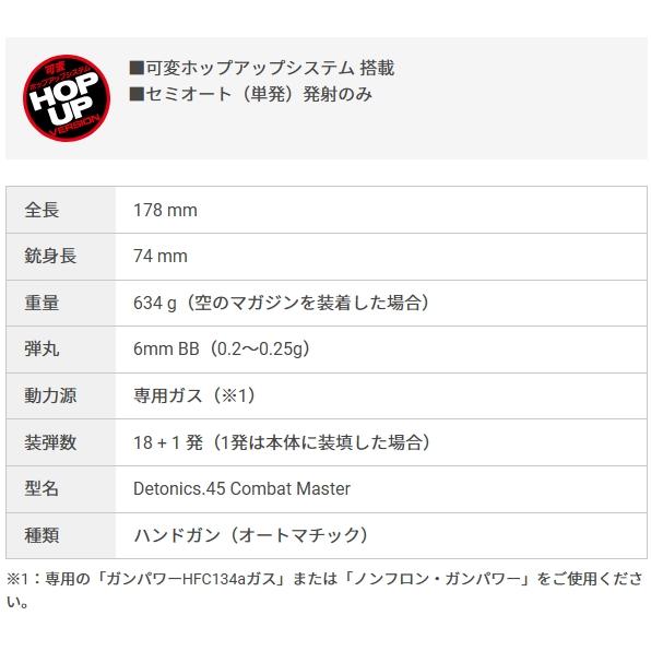 ガスブローバック デトニクス.45 コンバットマスター ステンレスモデル (4952839142801) | TOKYO MARUI | 08