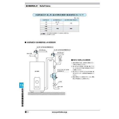 ヨシタケ 温水機器逃し弁 密閉構造・鉛レス処理 吹き始め圧力95KPa ねじ込み接続 接続口径20A 本体CAC 最高温度100℃ 型式AL-52F-95 20A｜dreamcape｜03