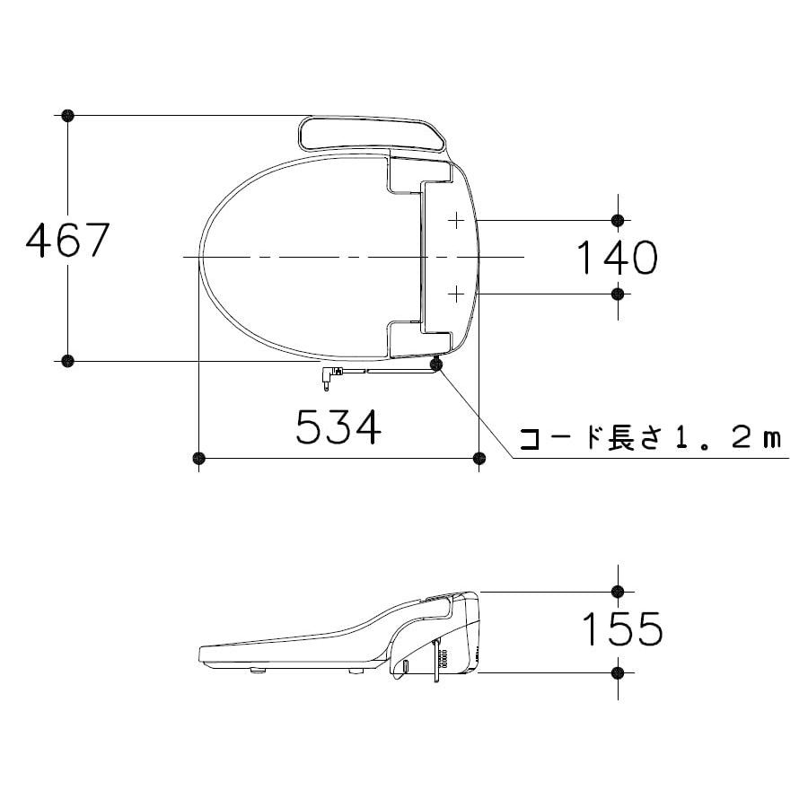 アサヒ衛陶 DLNC130-LW サンウォッシュ 温水洗浄便座 貯湯式　脱臭機能付き 袖付きタイプ ラブリーホワイト｜dreamcape｜04