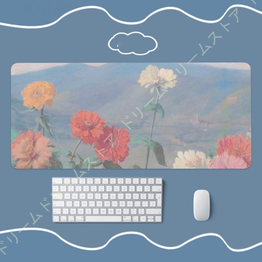 デスクマット 防縮 マット ゲーミング デスク おしゃれ 防滑 オフィス レザー調 マウスパッド ブラック 花柄 光学式マウス対応 国内即発送 パソコン 大型