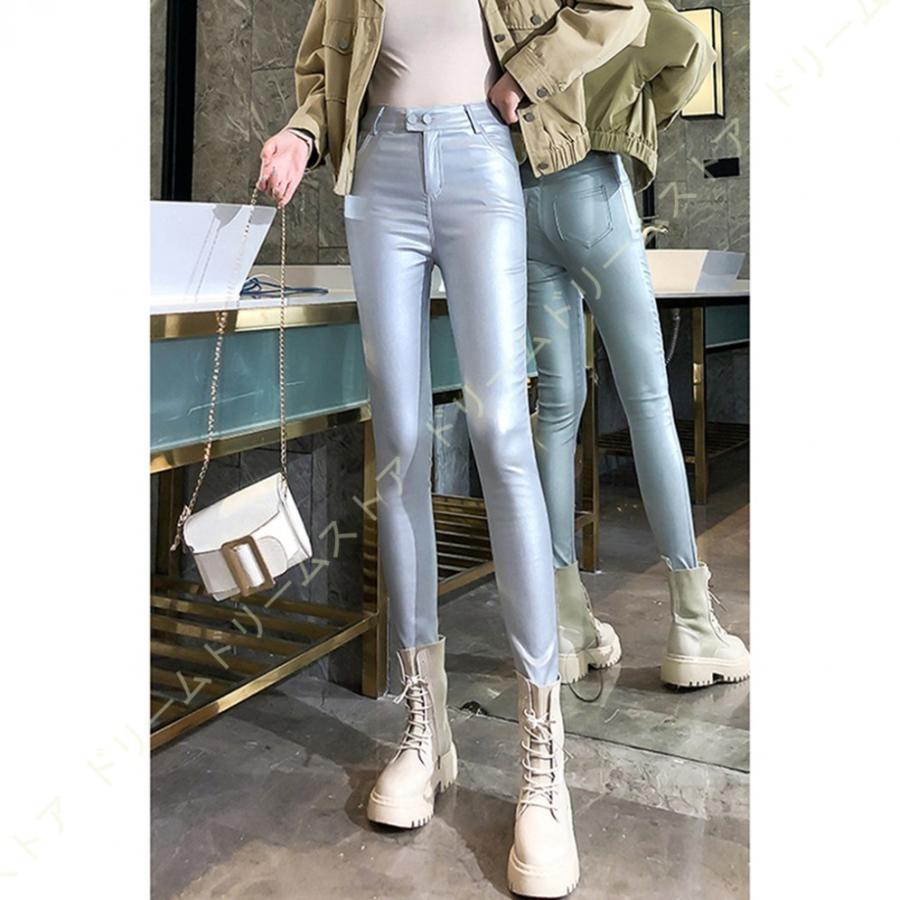 流行に レザー パンツ 美脚 スリム 小尻 効果 ストレッチ Pu レディース 細身でタイト 美シルエット 無地 革レギンス パギンス 光沢あり ダンス衣 年齢問わず 弾性 特別送料無料 Expressoparaty Com Br