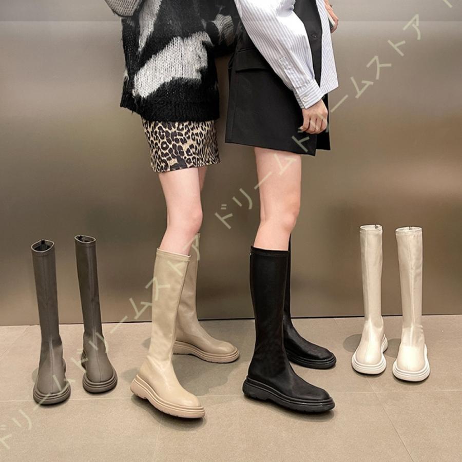 ロングブーツ レディース ブーツ 大きい 筒周り 裏起毛ジョッキーブーツ フラット 茶色 黒 足 ゆったり ふくらはぎ 太め 太い ブラウン ロング 疲れない Keser No