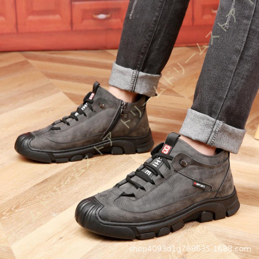 スノーシューズ メンズ 防寒靴 防水 ワークブーツ 裏起毛 バイク ブーツ ショートブーツ 履き口ニット 短靴 トレッキングブーツ 雪対応 アウトドア 防滑 超ポイント祭 期間限定