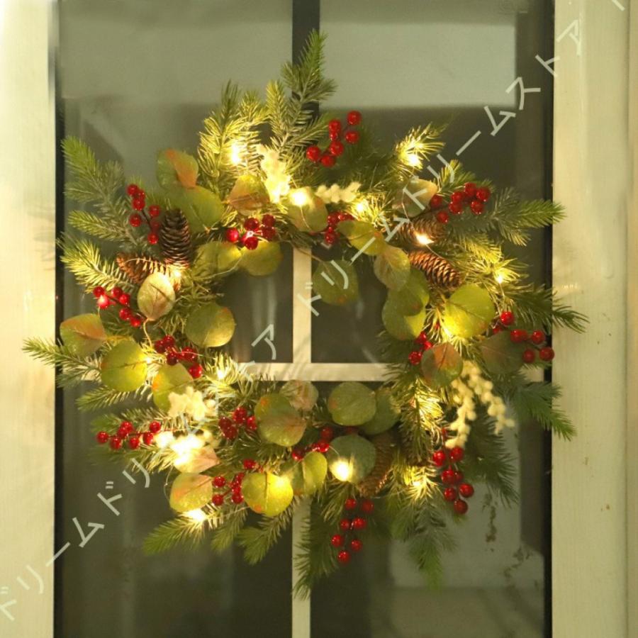 ナチュラルリース クリスマスリース クリスマス花輪 ドア いよいよ人気ブランド 玄関 庭園 壁飾り かわいい 松かさ 売店 ガーランド ライト付き デラックスリース オーナメント