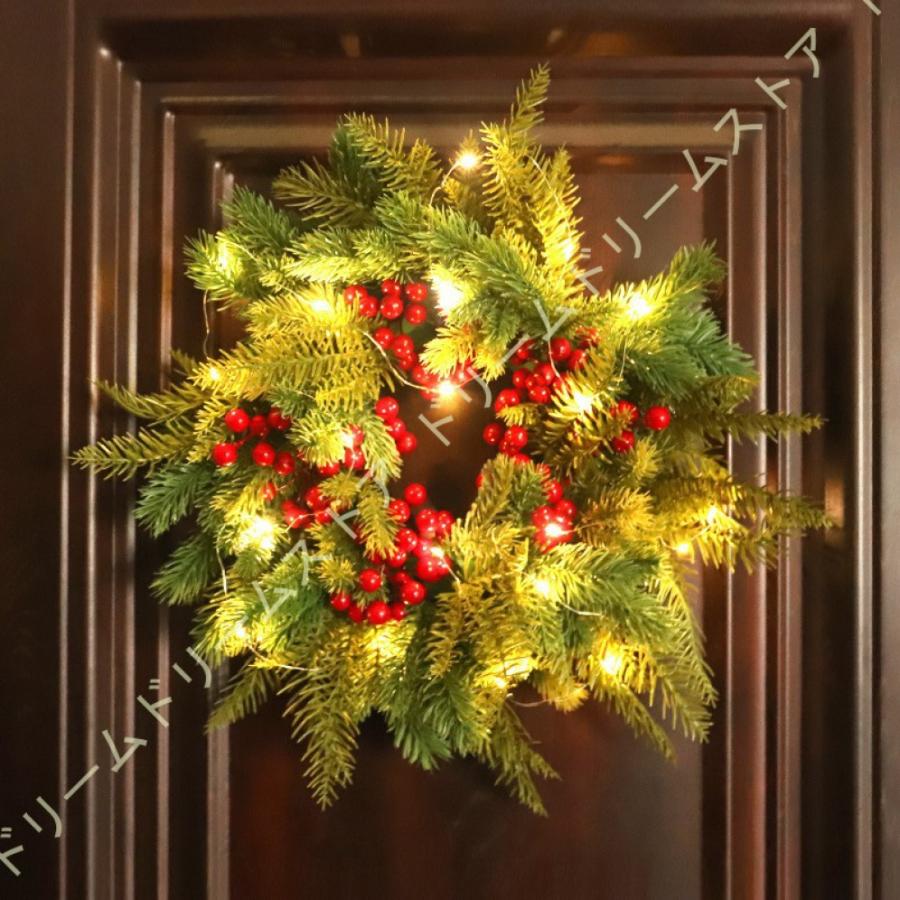 クリスマス リース ゴージャス 飾り ライト付き 玄関 ドア アクセサリー 第1位獲得 ギフト 豊作をお願う X Mas 贈り物 ドアガーランド