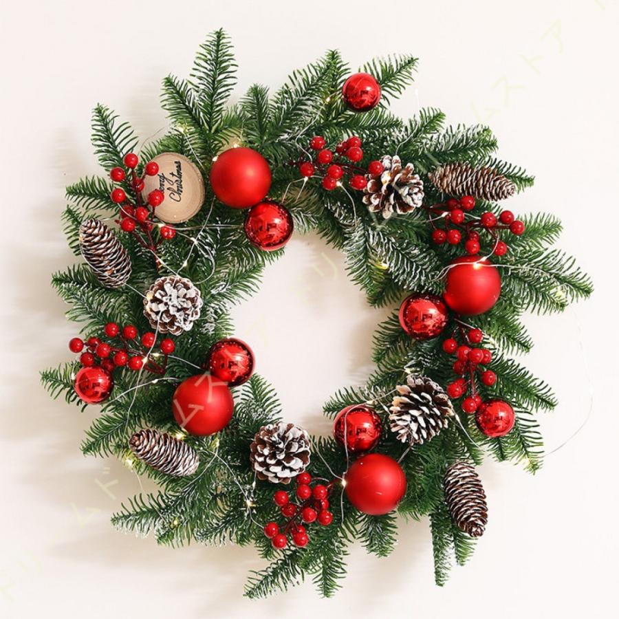正規品販売 飾り付け リース 玄関 飾り クリスマスオーナメント ボール 松ぼっくり ドア 窓 インテリアの飾 宴会 屋内 パーティー X 039 Masリース シンプル ナチュラル
