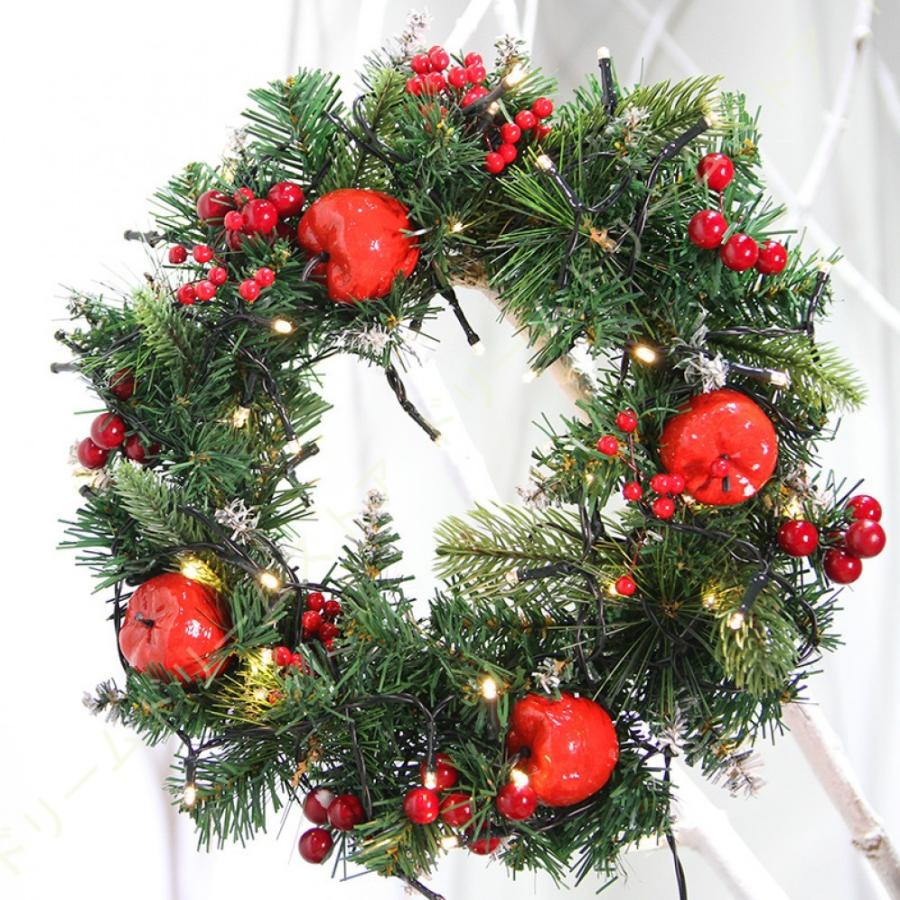 1318円 注目 クリスマス花輪 クリスマス リース オーナメント ナチュラルリース 玄関 贈り物 豪華 花 りんご 飾り 内祝い ギフト 開店祝い 新築祝い