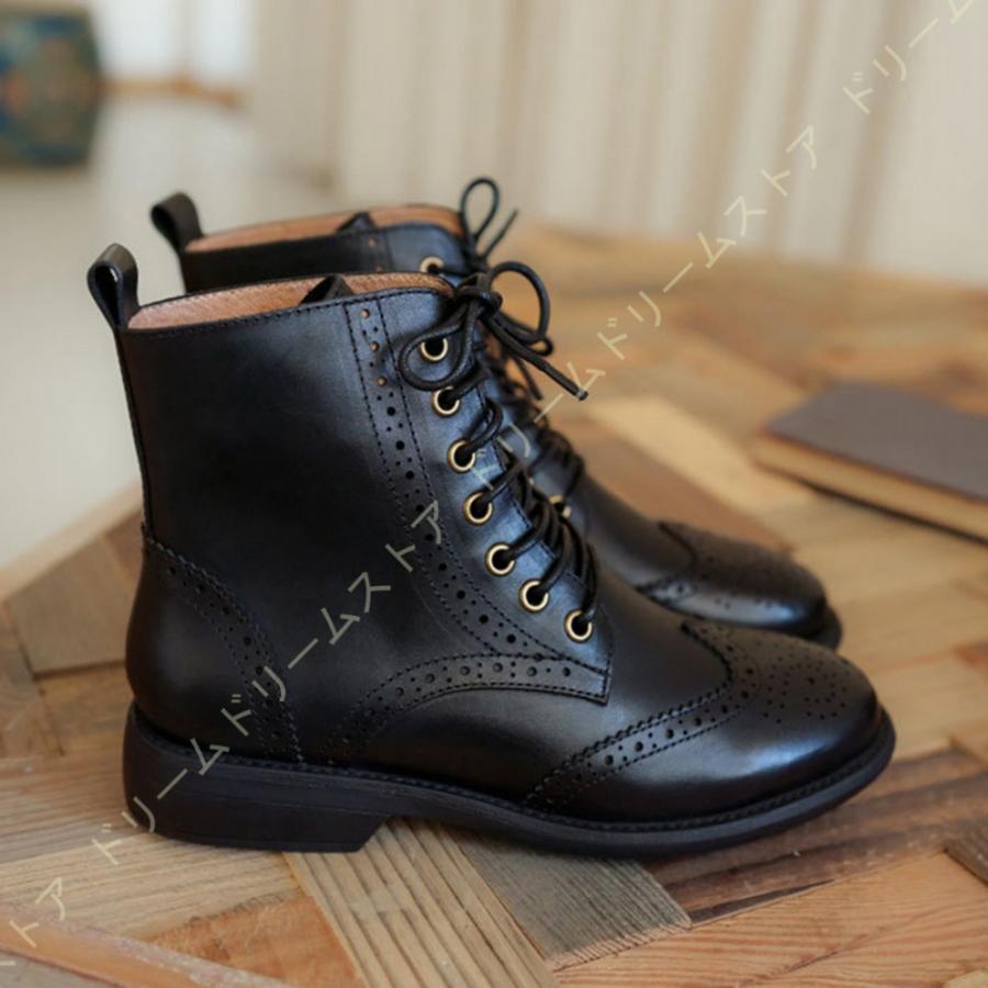 アウトレット販促品 レディース レースアップブーツ 本革 ローヒール 大きいサイズ 編み上げ ショートブーツ マーティンブーツ 編み上げブーツ 太ヒール 黒 レースアップ ショート 大阪買付 Ssl Daikyogo Or Jp