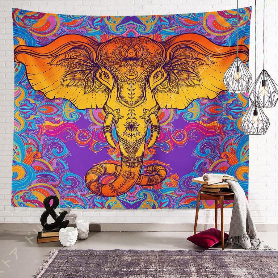 タペストリー 大判なマンダラ象 壁掛け ボヘミア エスニック ピクニックテーブルカバーとカーテン インド曼荼羅 おしゃれ アートプリント インテリア飾り 高質で安価