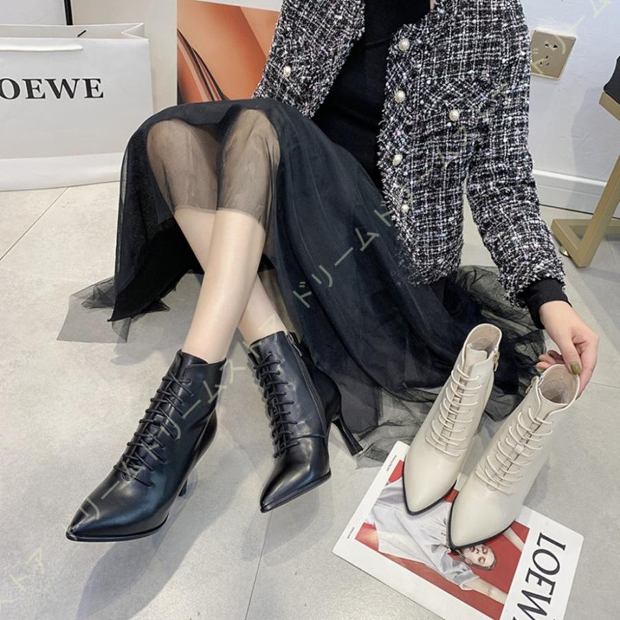 人気カラー再販 ブーティ ショートブーツ 本革 秋冬 アンクルブーツ ピンヒール 編み上げブーツ ファッション レディース ブーツ 歩きやすい 通勤 レースアップ おしゃれ クーポン配布中 交換無料 n Go Th