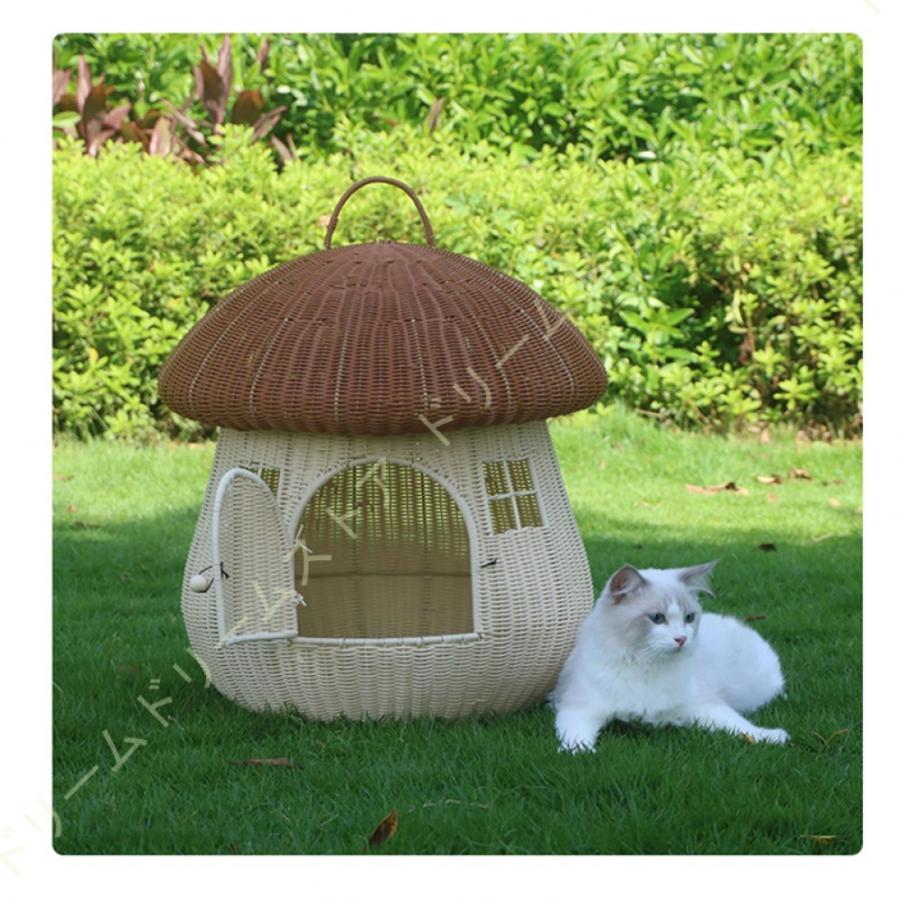 ヤマト工芸 猫ハウス 通年利用 ドーム型 ラタン ペットベッド 藤編み