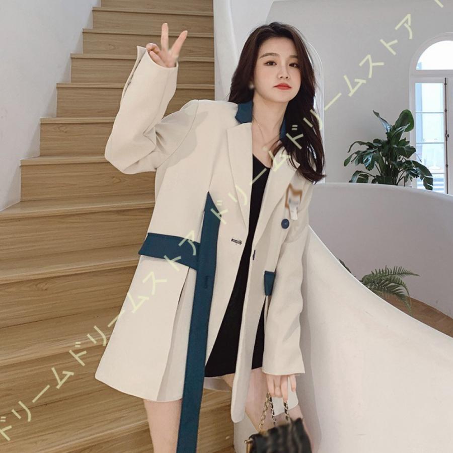 注目ブランド ジャケット コート サマースーツ 春夏薄めスーツジャケット 通勤ol 韓国風 スーツトップス アシンメトリー スプリット 薄い 優雅 ダブルスペル 春コート ダウンコート カラー ブルー