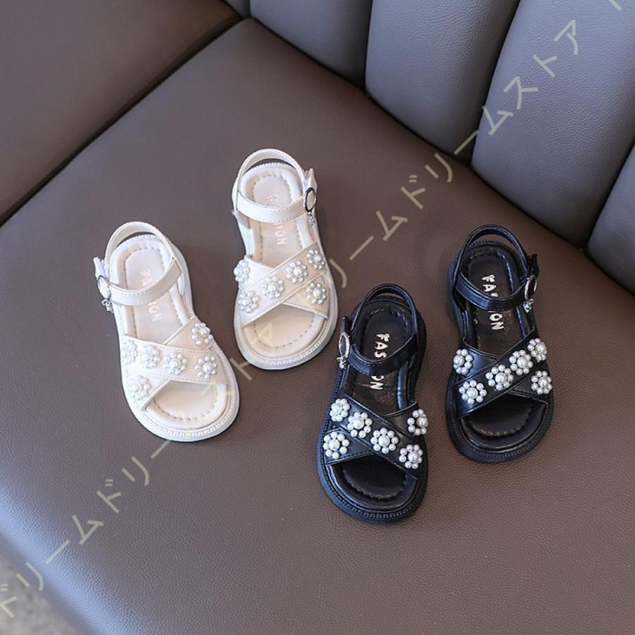 大きいサイズ サンダル キッズ 女の子 ガールズ 子供靴 ビーチサンダル ぺたんこ つっかけ オープントゥ プリンセス