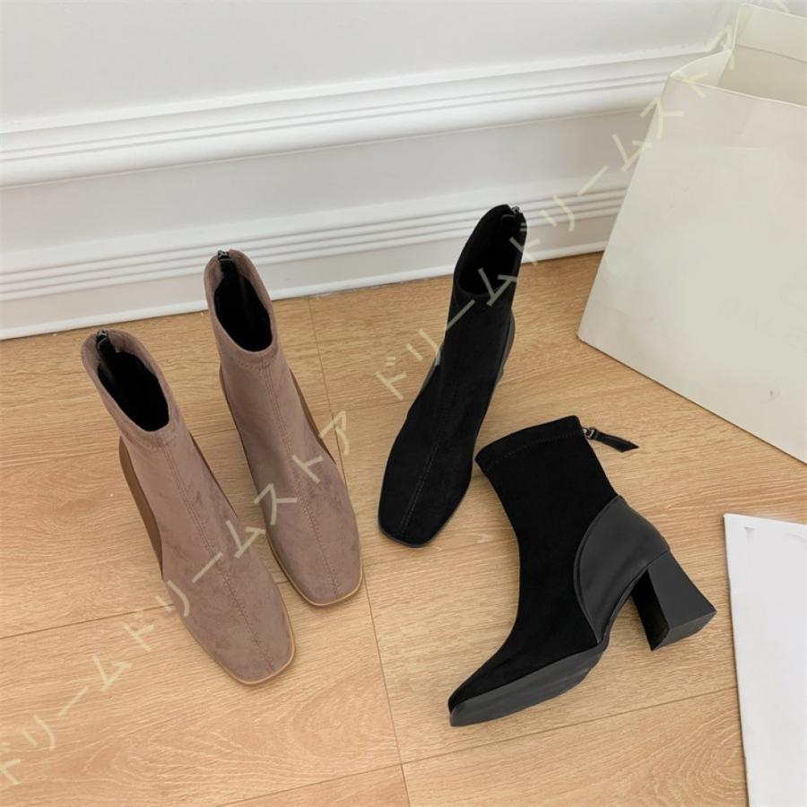 5cmヒール 太ヒール くつ アンクルブーツ ショートブーツ スクエアトゥ ブーツ レディース 安定感 春秋 歩きやすい 疲れない 痛くない 細見え 美脚 袴 靴 今季ブランド ショートブーツ