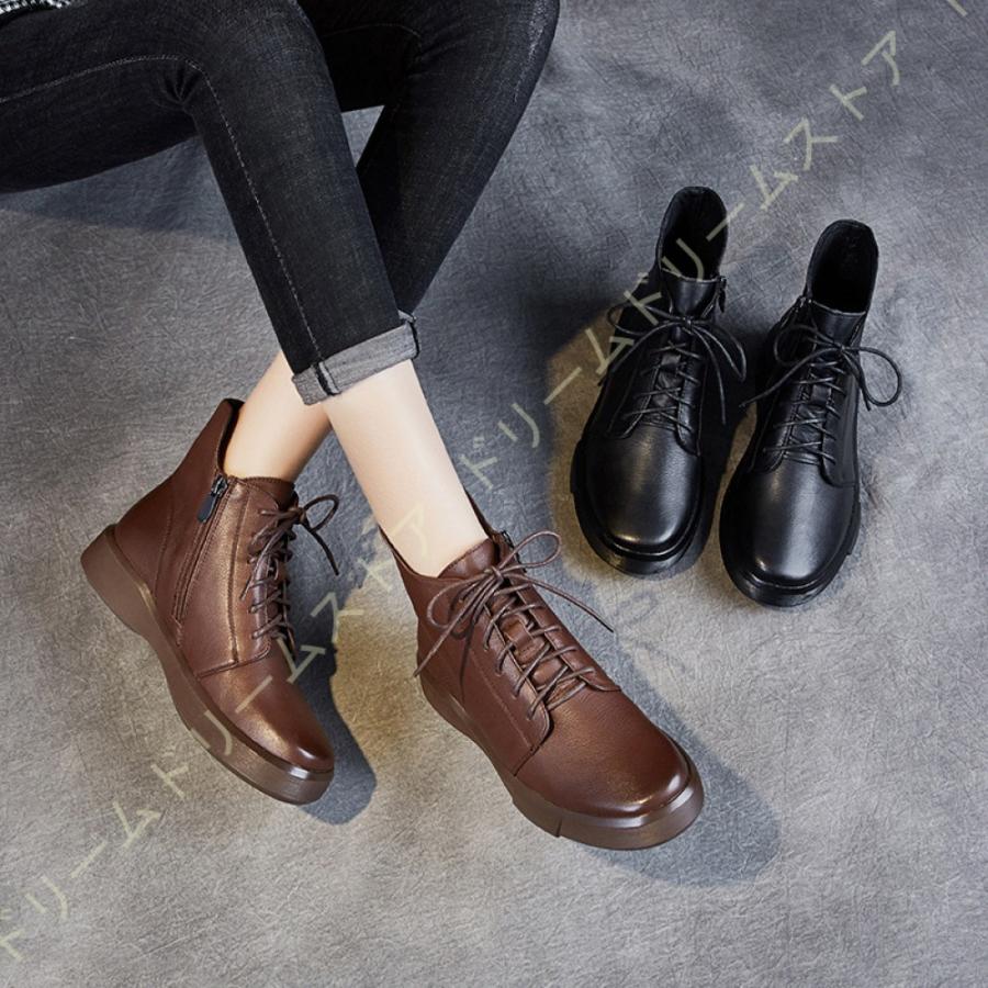 本革 ショートブーツ レディース レースアップブーツ 編み上げブーツ ローヒール 疲れない 歩きやすい エンジニアブーツ 大きいサイズ ハイカット靴 期間限定送料無料