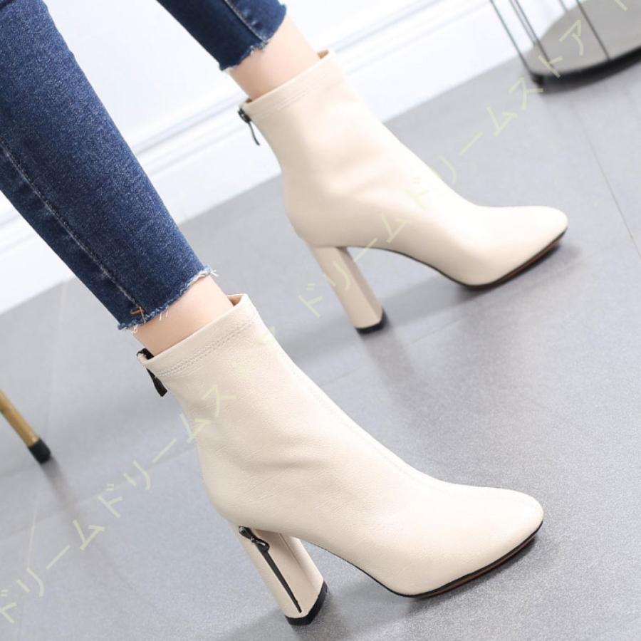 通販正規品 ブーティー ハイヒール ローヒール ショートブーツ レディース 太ヒール スムース チャンキーヒール サイドジップブーツ 無地 靴 おしゃれ 歩きやすい 標準小売価格 Www Superavila Com