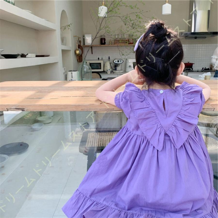 子供 ワンピース ドレス 半袖 ガールズワンピース ガールズ 女の子 着痩せ ベビー服 幼児 丸襟 子供服 柔らかい 無地 シンプル カジュアル 旅行 普段着 誕生日 豪華