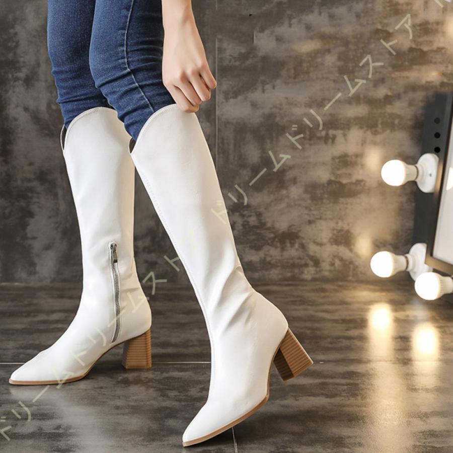 爆安セール 太ヒール ハイヒール ロングブーツ レディース ジョッキーブーツ 長靴 サイドジッパー ジップアップ 脚長 美脚 大人可愛い 秋冬用 かっこいい 女性用 コスプレ 人気満点 Hotairexpeditionsbirthday Com
