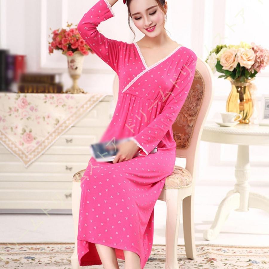 ネグリジェ パジャマ ワンピース ドット柄 ロング ルームワンピース 春秋冬 ルームウェア 部屋着 寝間着 ゆったり パジャマ 長袖 レディースルーム ワンピース セール 登場から人気沸騰