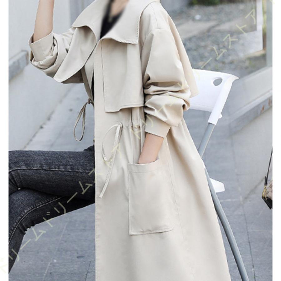 レディース 春 秋 ロング丈 ジャケット 無地 シンプル ゆったりトレンチコート おしゃれ ロング チェスターコート 膝下長 カジュアル 通勤 上品 シワ防止