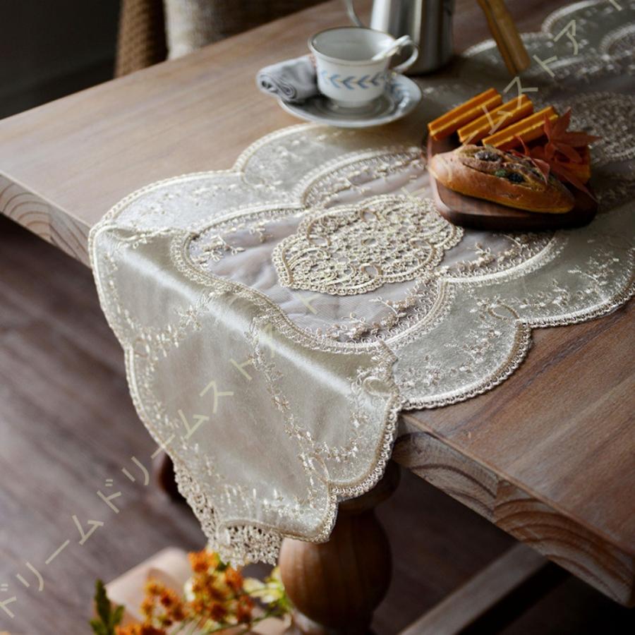 花柄 テーブルランナー 食卓飾り プレースマット レース刺繍 クラシカル お食事マット 防汚 断熱 滑り止め 丸洗い お部屋を明るく 撥水加工 テーブル装飾 春新作の